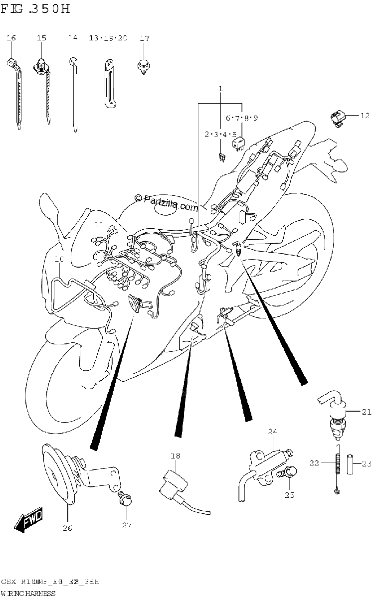Diagrama de WIRING HARNESS GSX R1000A E33