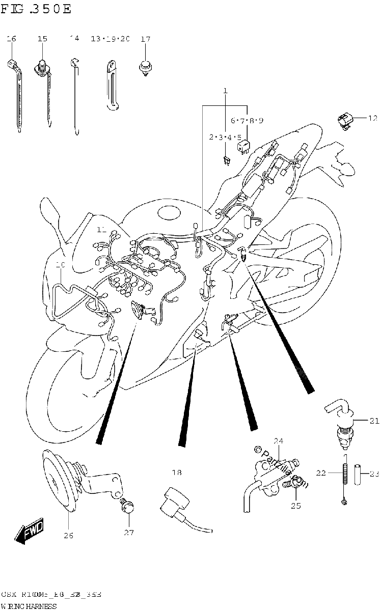 Diagrama de WIRING HARNESS GSX R1000RA GSX R1000RZA E03 E28
