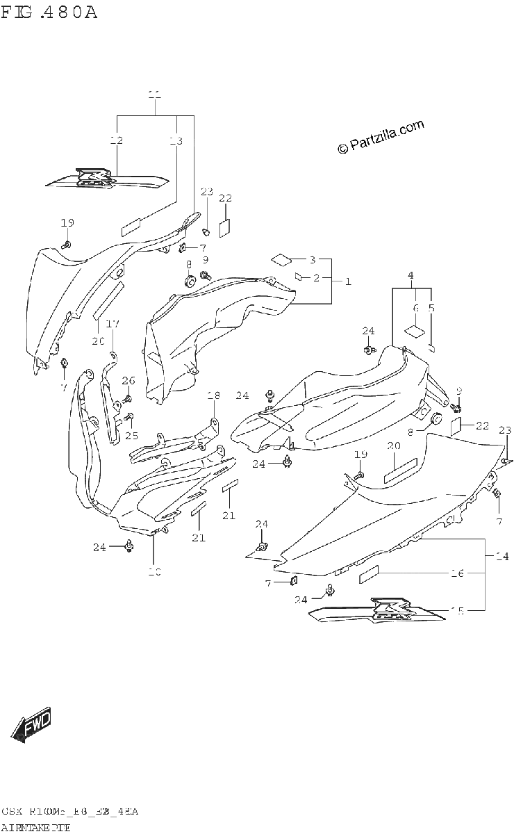 Diagrama de AIR INTAKE PIPE GSX R1000A