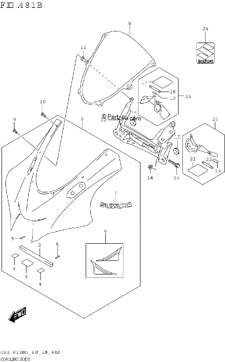 Diagrama de COWLING BODY GSX R1000RA