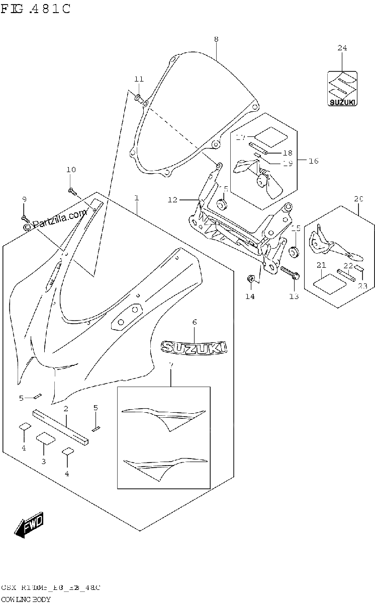 Diagrama de COWLING BODY GSX R1000RZA