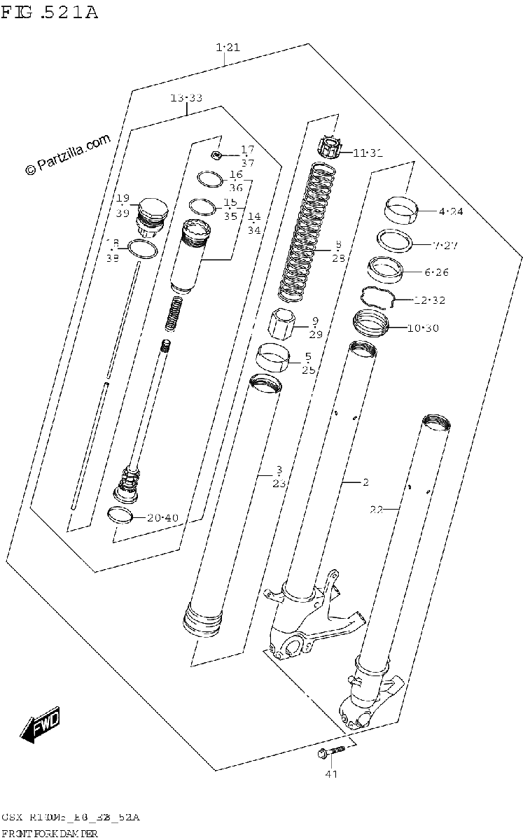 Diagrama de FRONT FORK DAMPER GSX R1000A