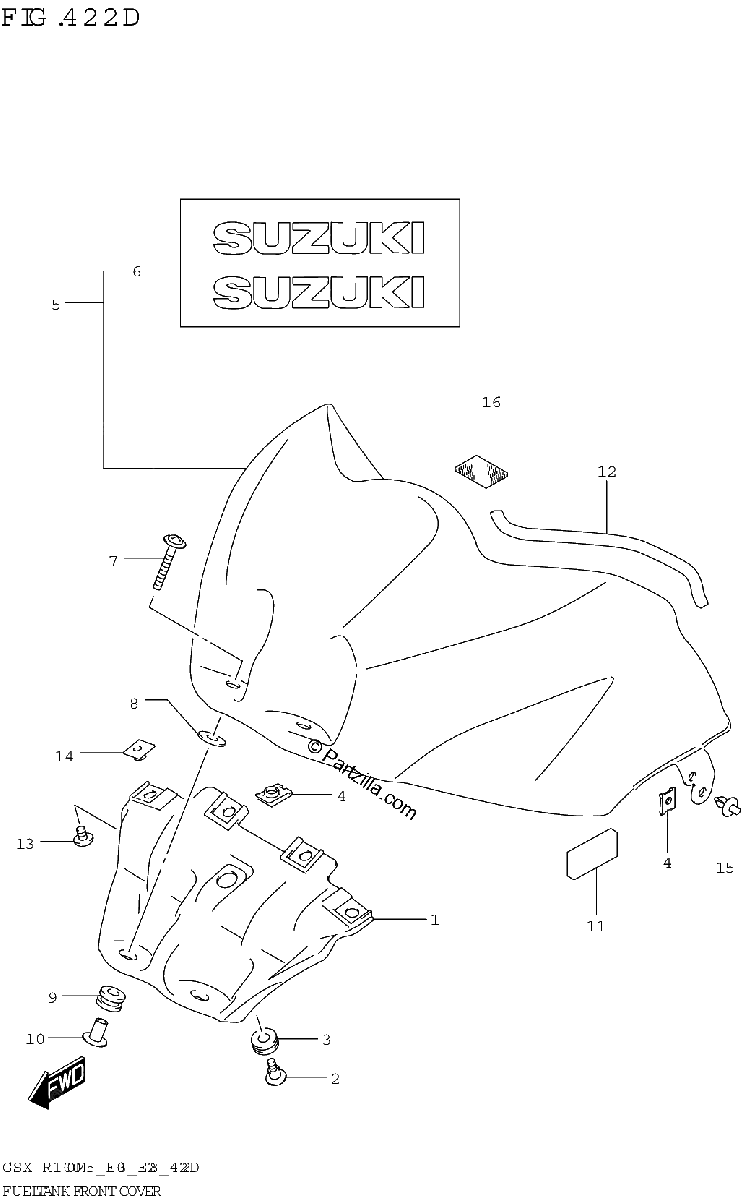 Diagrama de FUEL TANK FRONT COVER GSX R1000RZA E33