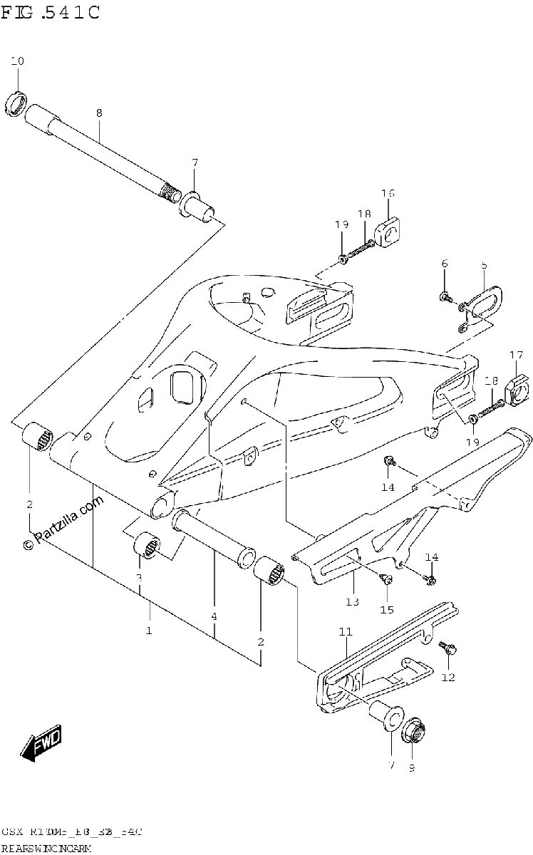 Diagrama de REAR SWINGINGARM GSX R1000A
