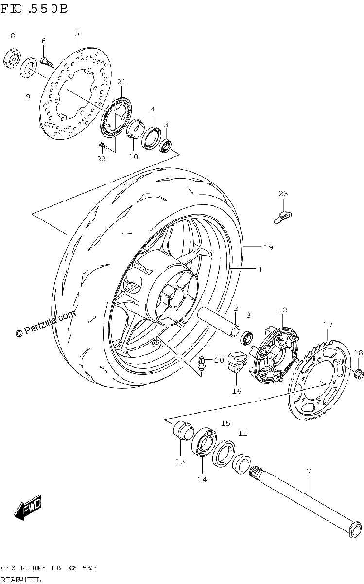 Diagrama de REAR WHEEL GSX R1000RZA