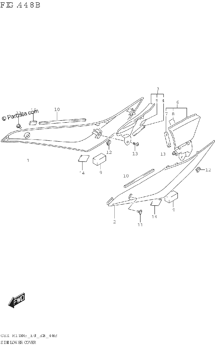 Diagrama de SIDE LOWER COVER GSX R1000RA