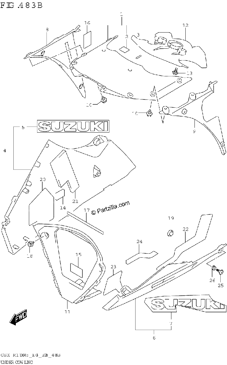Diagrama de UNDER COWLING GSX R1000RA
