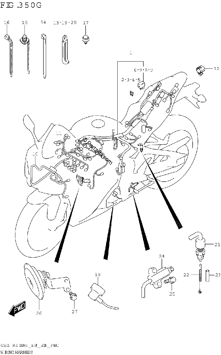 Diagrama de WIRING HARNESS GSX R1000A E03 E28