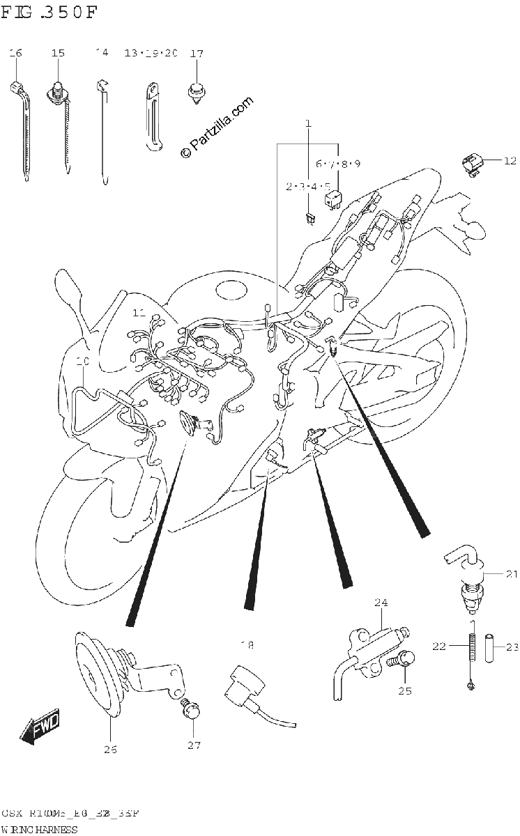 Diagrama de WIRING HARNESS GSX R1000RA GSX R1000RZA E33