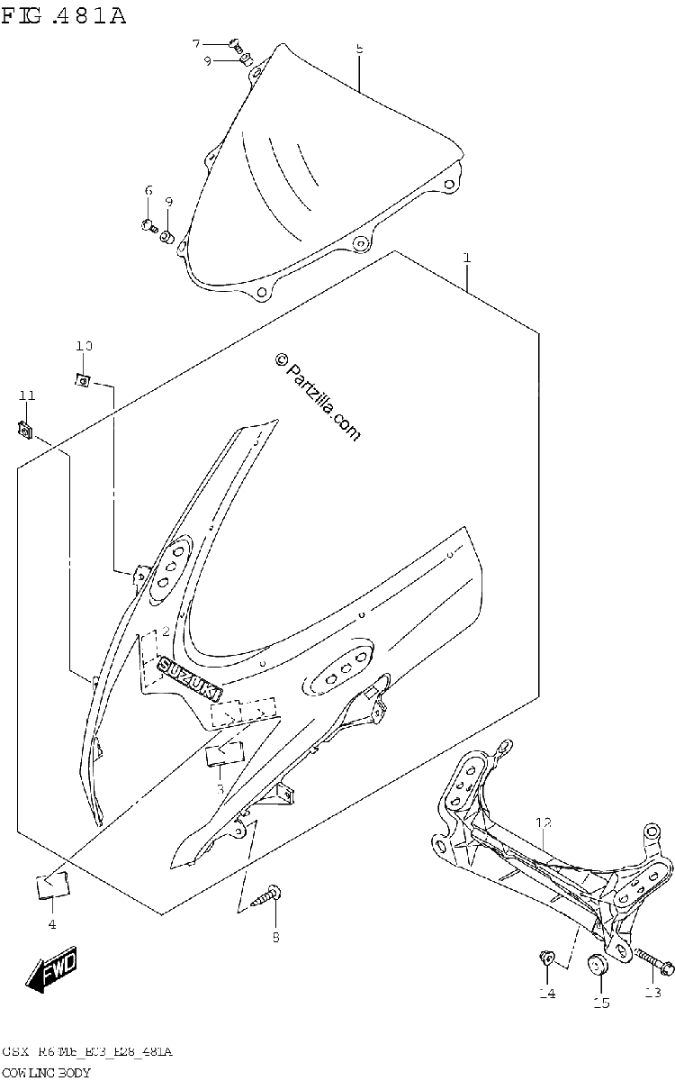 Diagrama de COWLING BODY GSX R600
