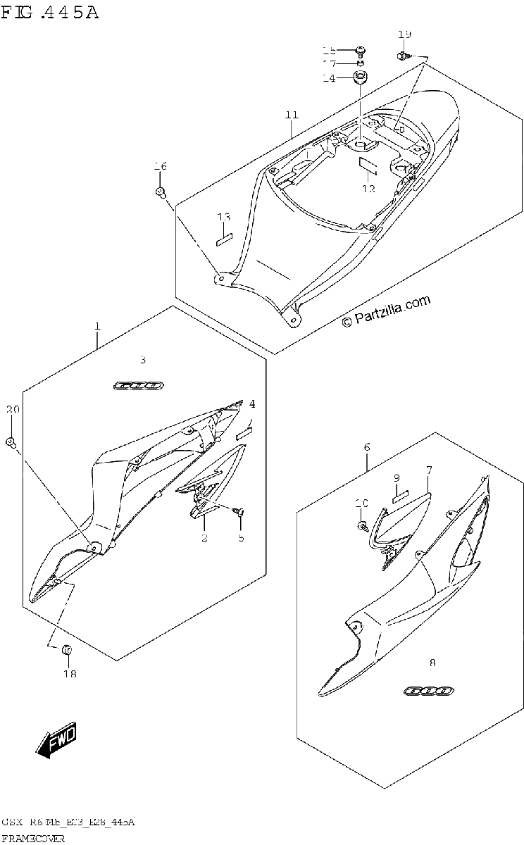 Diagrama de FRAME COVER GSX R600
