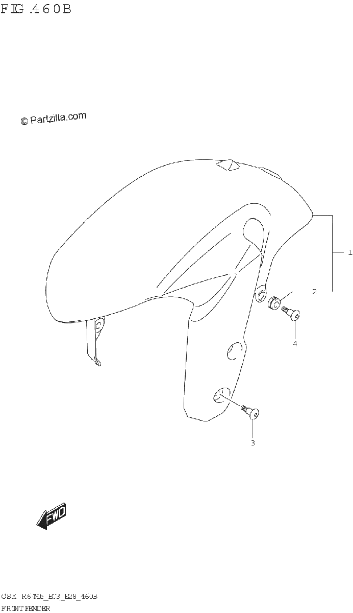 Diagrama de FRONT FENDER GSX R600Z