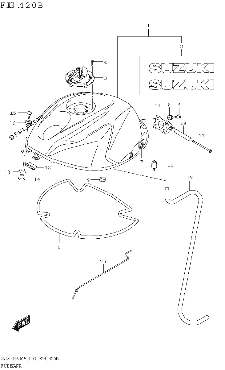 Diagrama de FUEL TANK GSX R600 E33