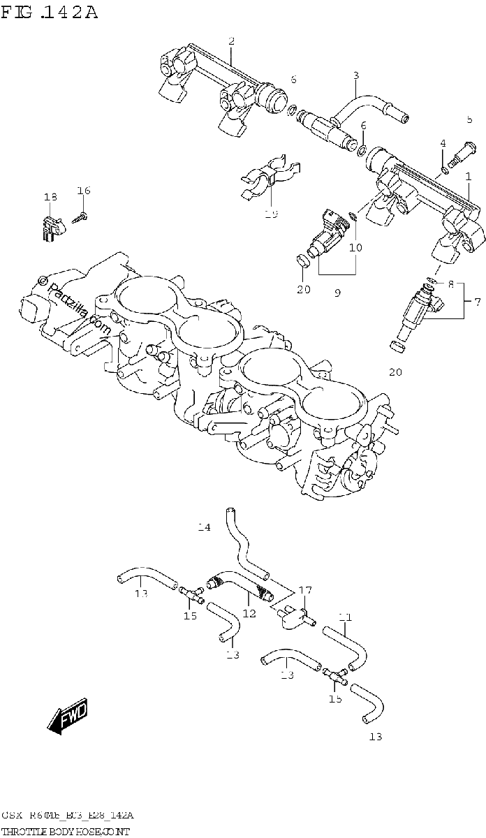 Diagrama de THROTTLE BODY HOSE JOINT E03 E28