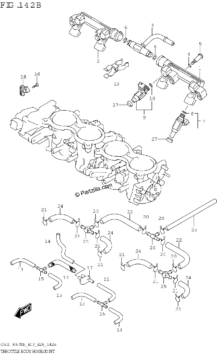 Diagrama de THROTTLE BODY HOSE JOINT E33