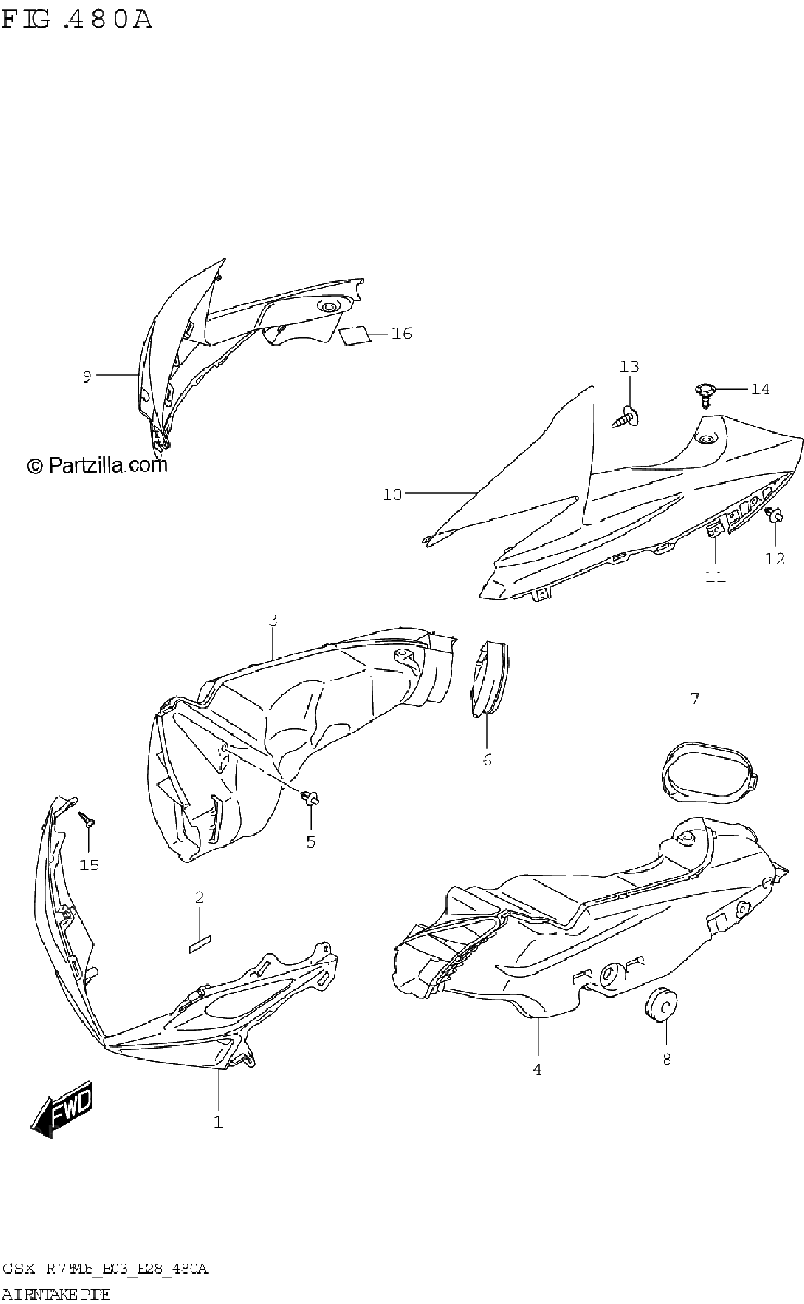 Diagrama de AIR INTAKE PIPE GSX R750