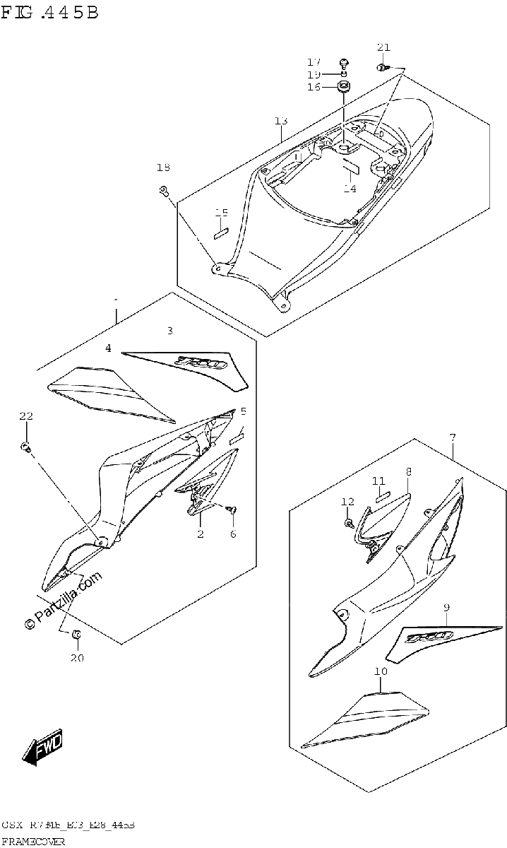 Diagrama de FRAME COVER GSX R750Z
