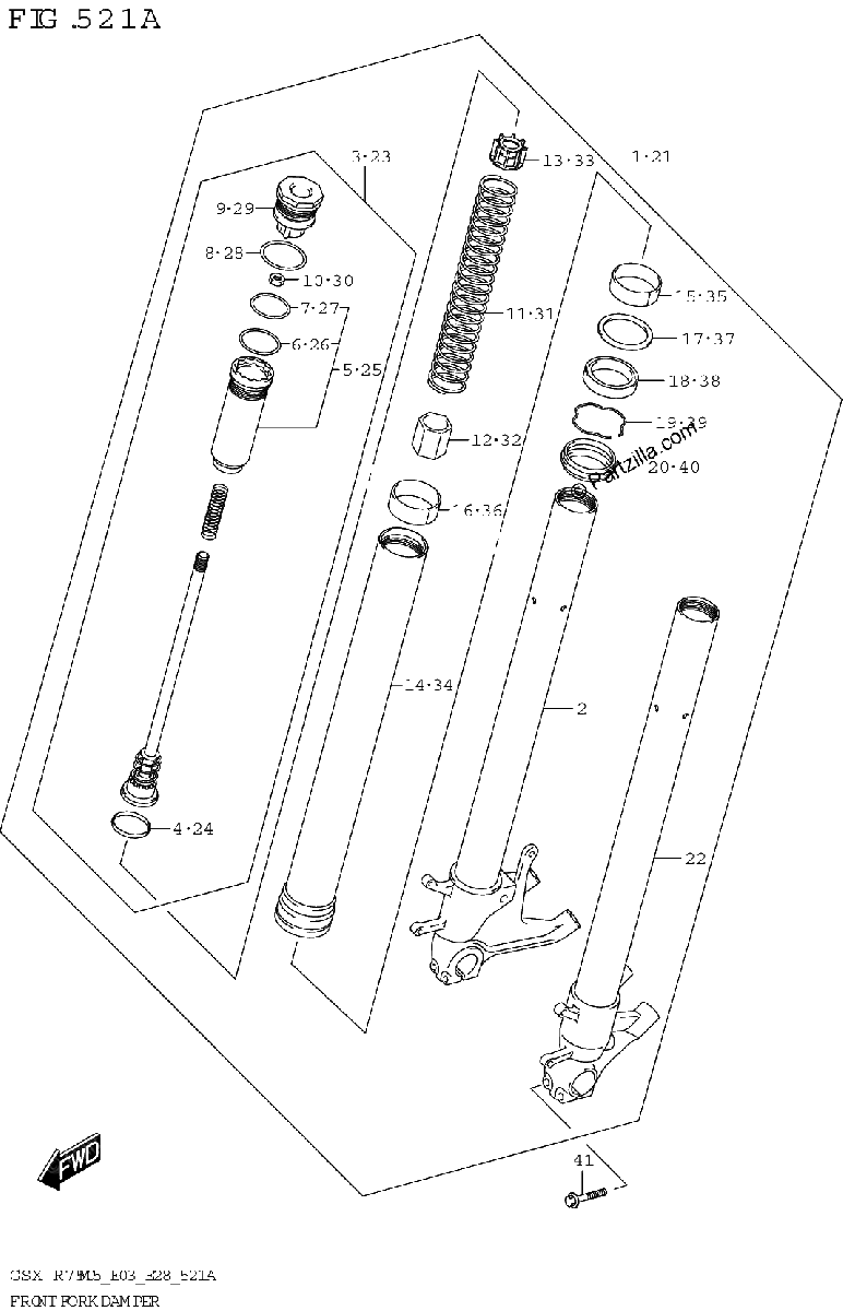 Diagrama de FRONT FORK DAMPER