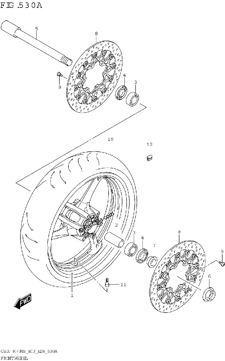 Diagrama de FRONT WHEEL GSX R750