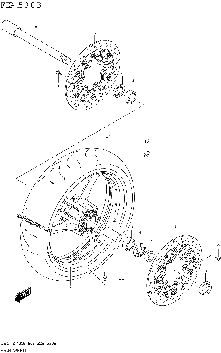 Diagrama de FRONT WHEEL GSX R750Z
