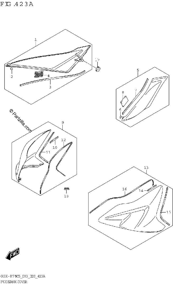 Diagrama de FUEL TANK COVER GSX R750