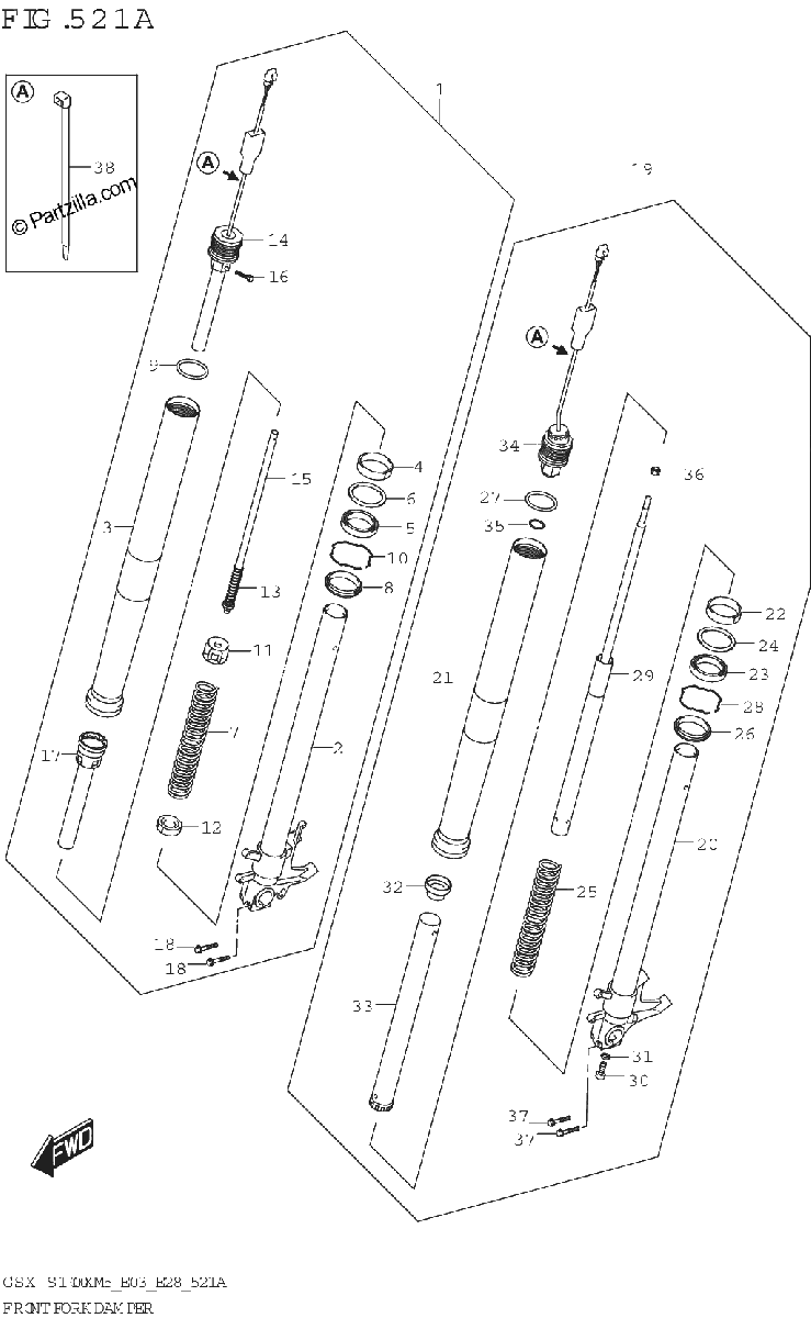 Diagrama de FRONT FORK DAMPER