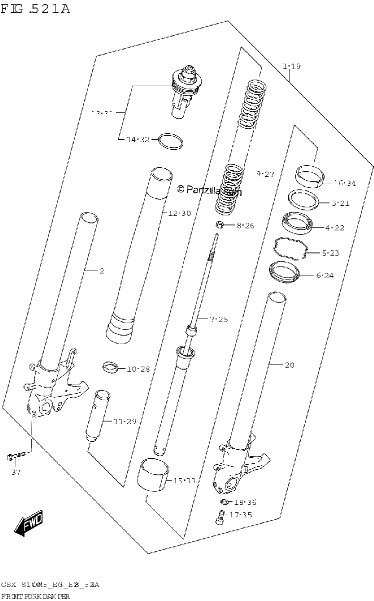 Diagrama de FRONT FORK DAMPER