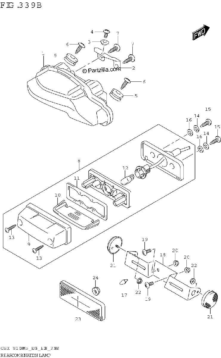 Diagrama de REAR COMBINATION LAMP E03 E33