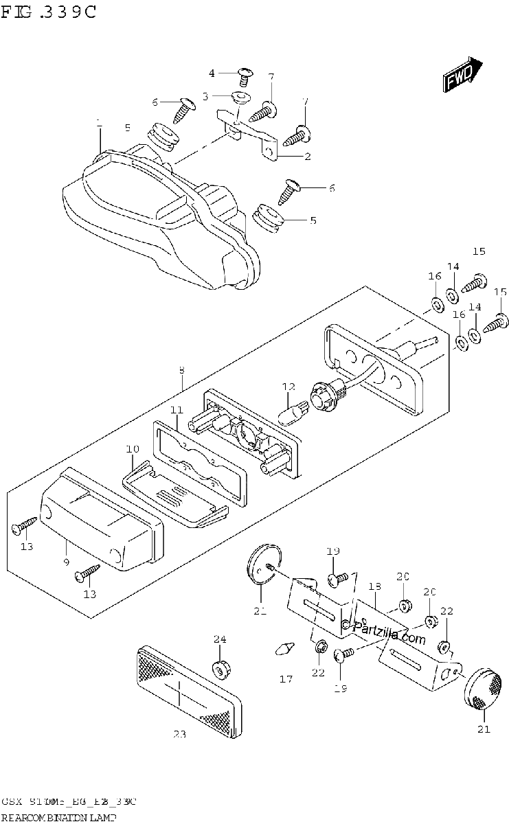 Diagrama de REAR COMBINATION LAMP E28
