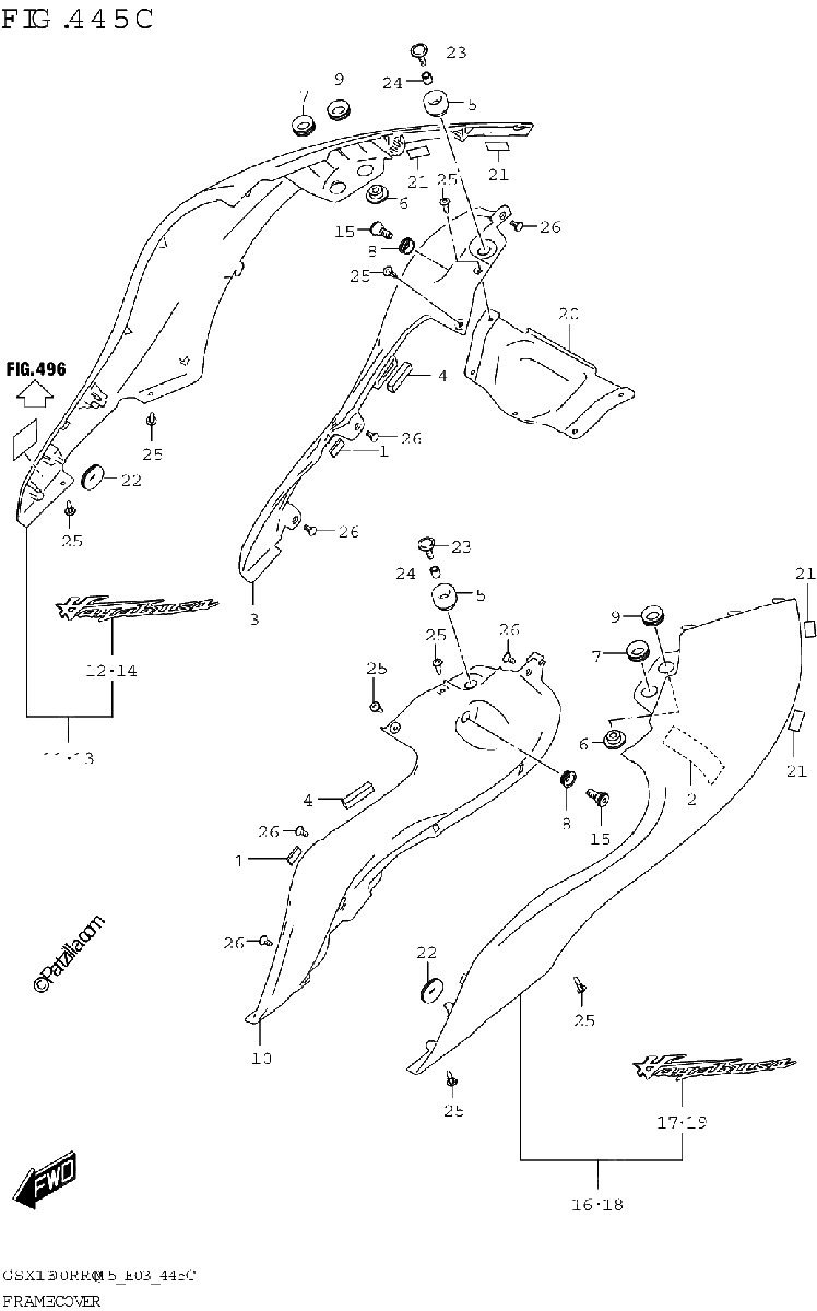 Diagrama de FRAME COVER GSX1300RRQK E03 E33