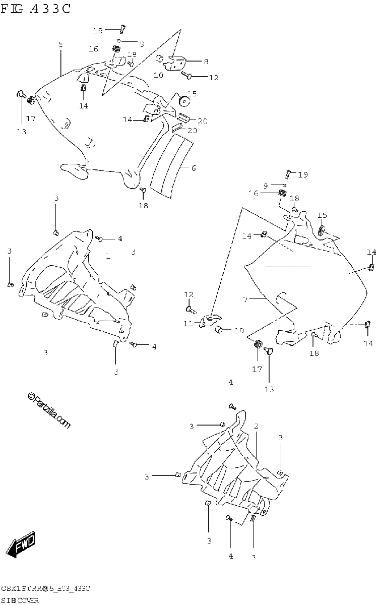 Diagrama de SIDE COVER GSX1300RRQK E03 E33