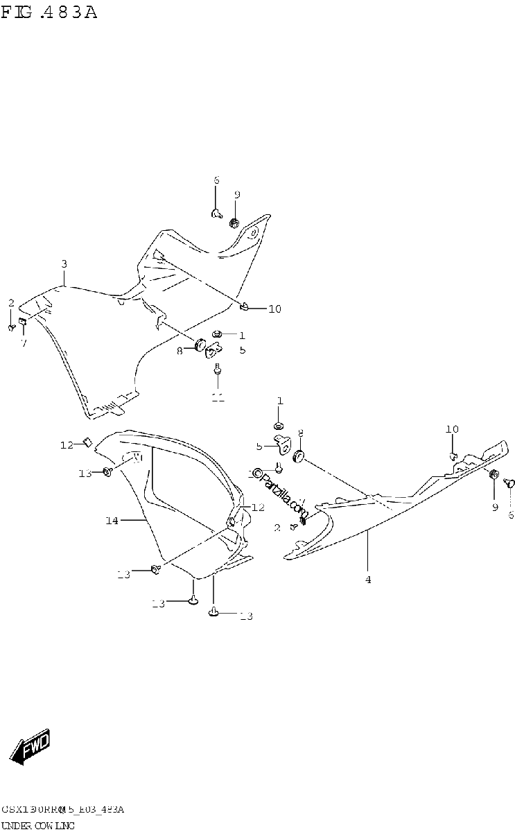 Diagrama de UNDER COWLING GSX1300RRQ