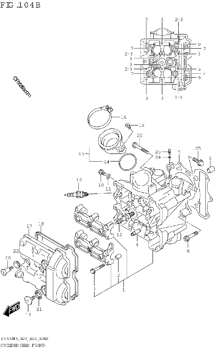 Diagrama de CYLINDER HEAD FRONT