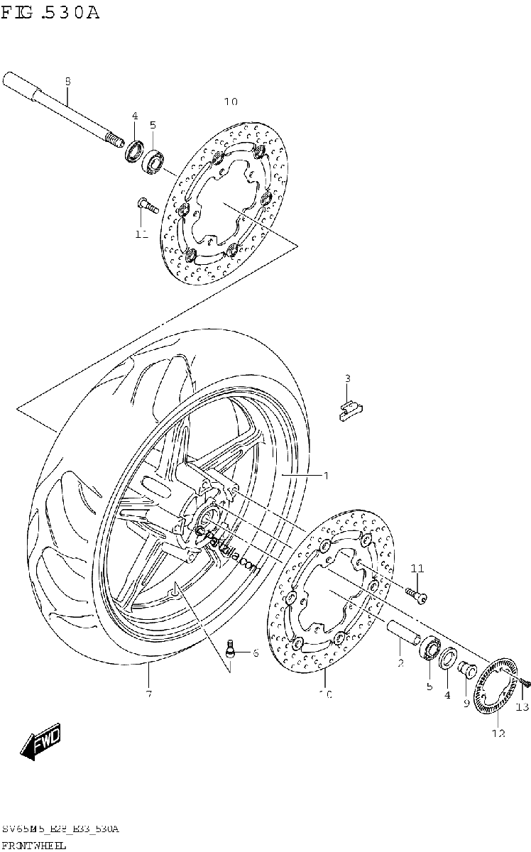 Diagrama de FRONT WHEEL SV650A