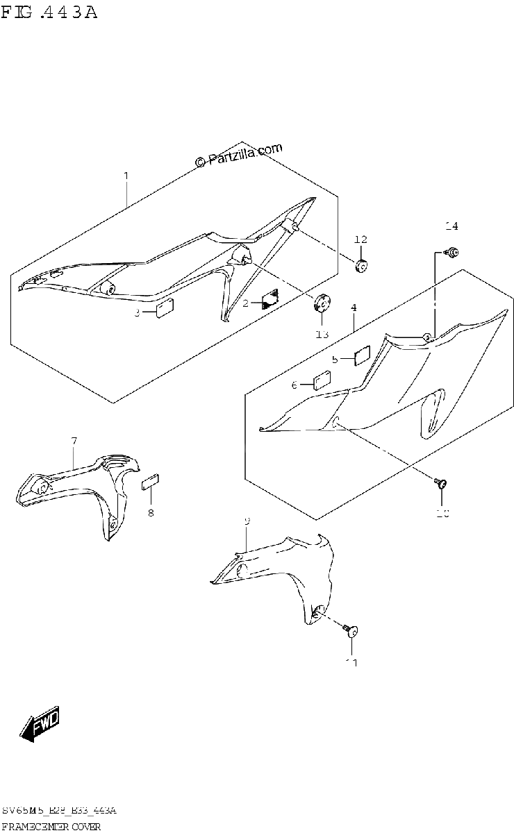 Diagrama de FRAME CENTER COVER SV650A