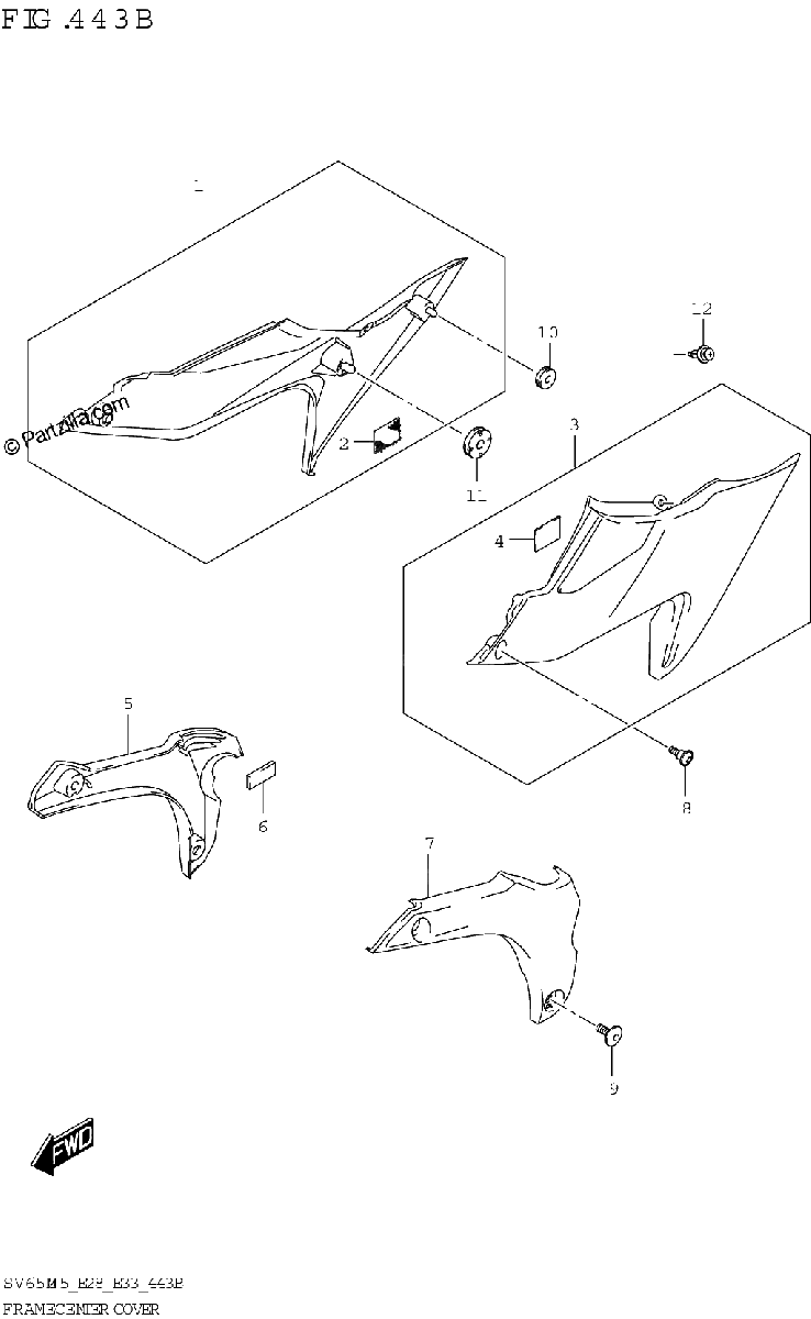 Diagrama de FRAME CENTER COVER SV650XA E28