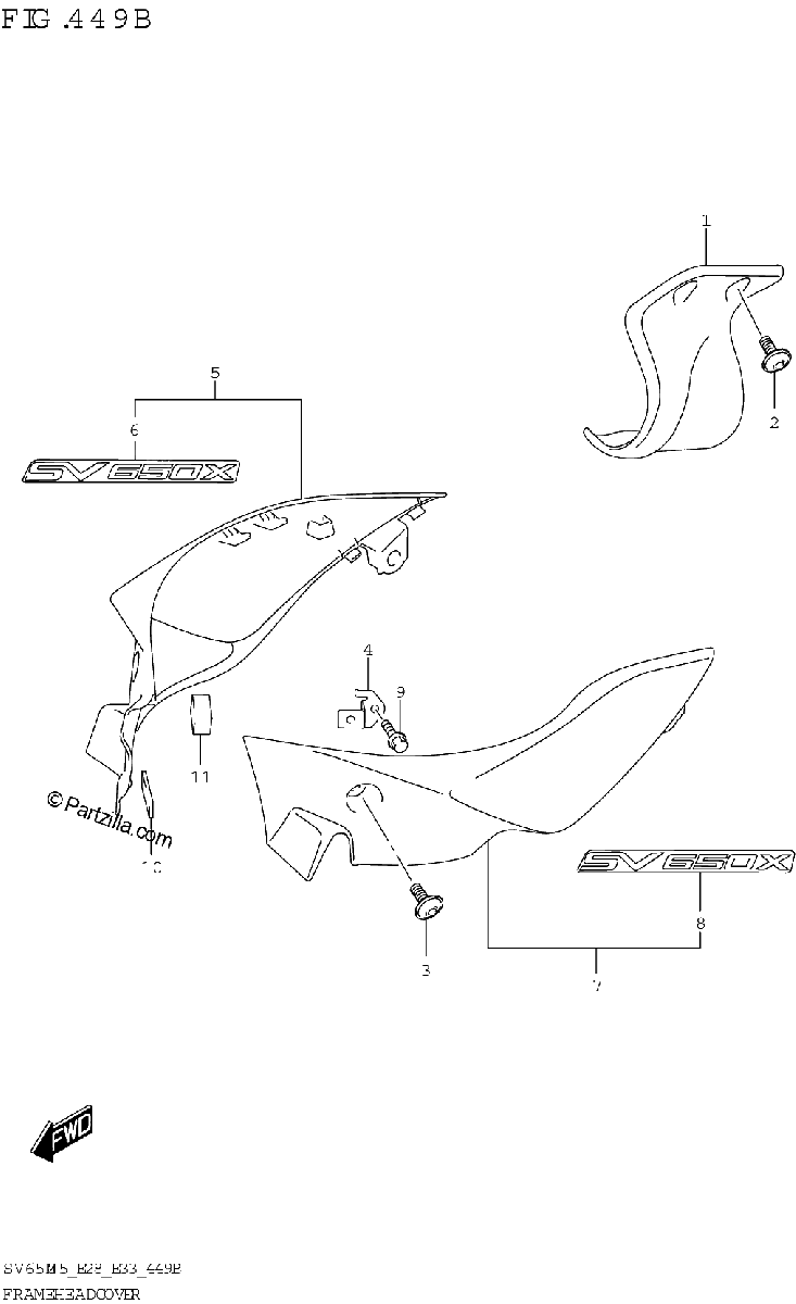 Diagrama de FRAME HEAD COVER SV650XA E28
