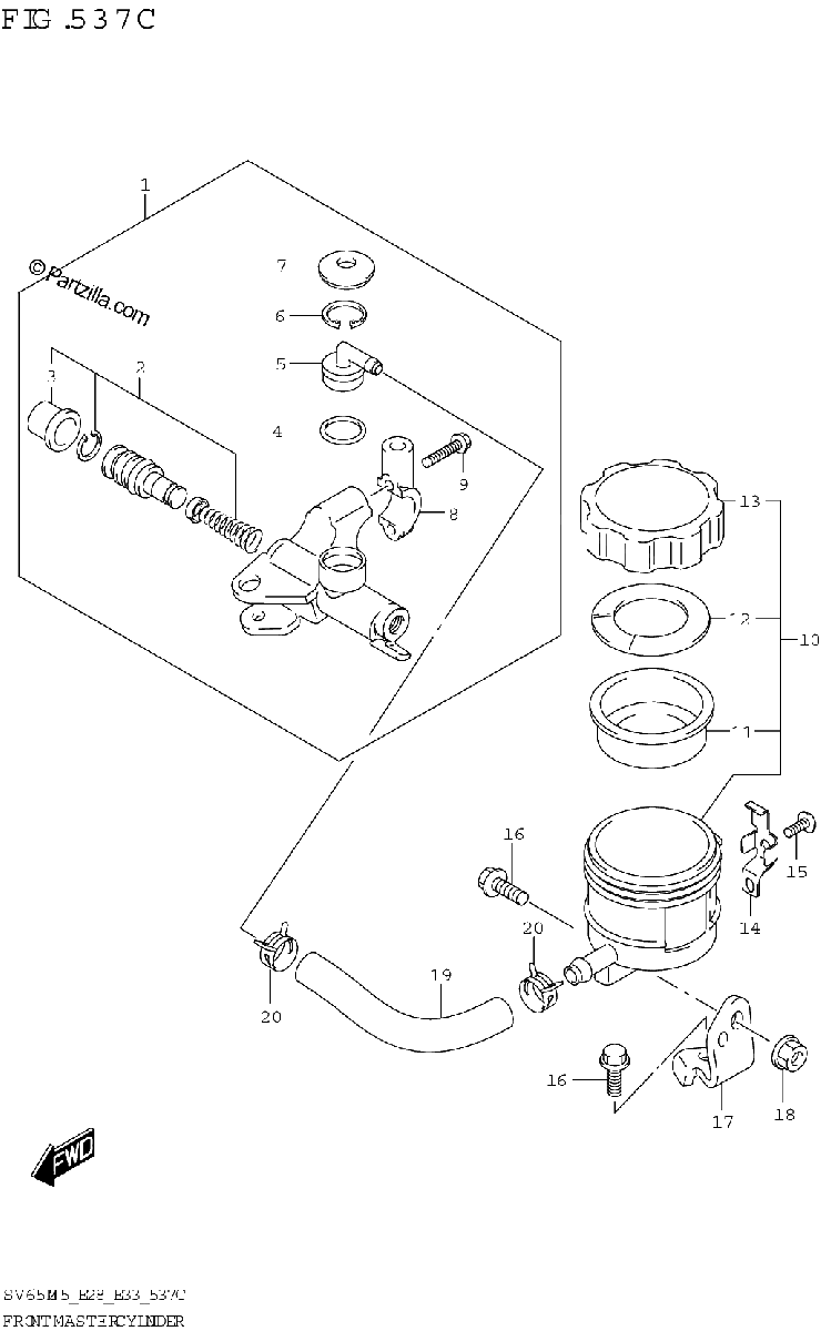 Diagrama de FRONT MASTER CYLINDER SV650XA E28