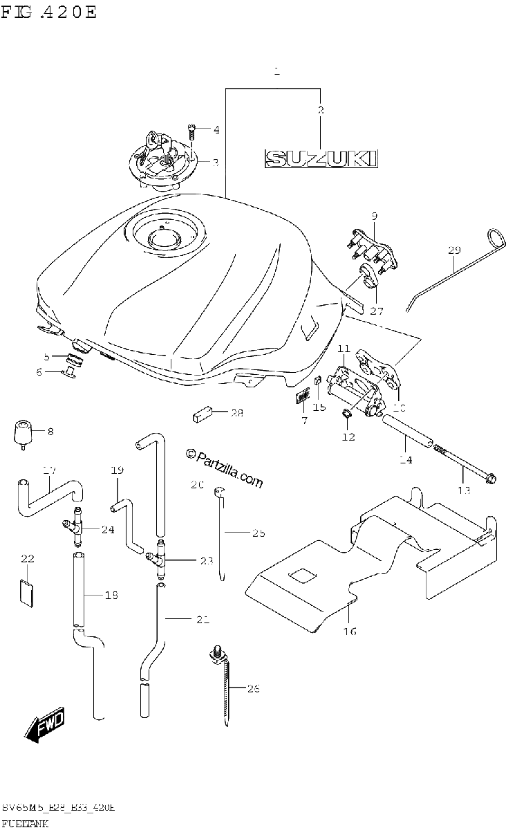 Diagrama de FUEL TANK SV650XA E28