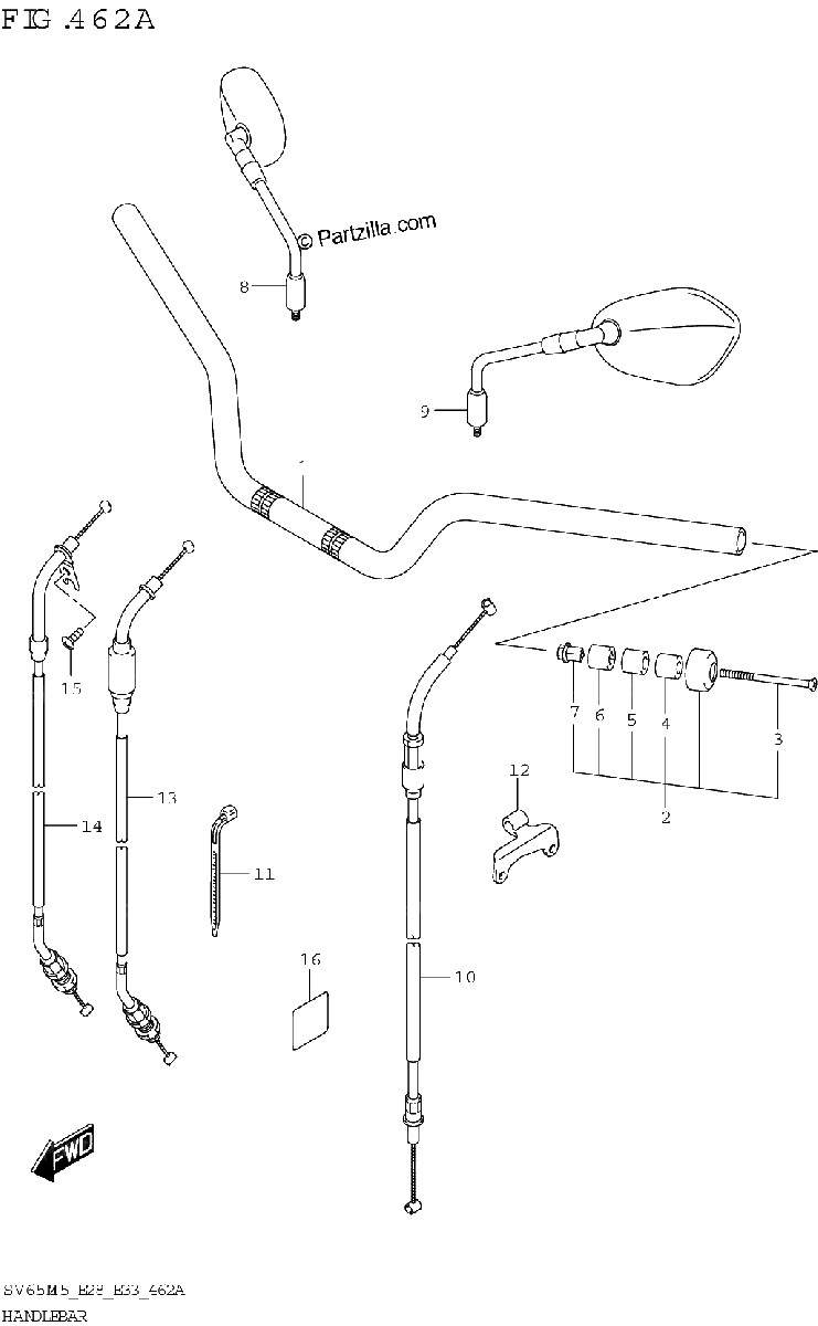 Diagrama de HANDLEBAR SV650A