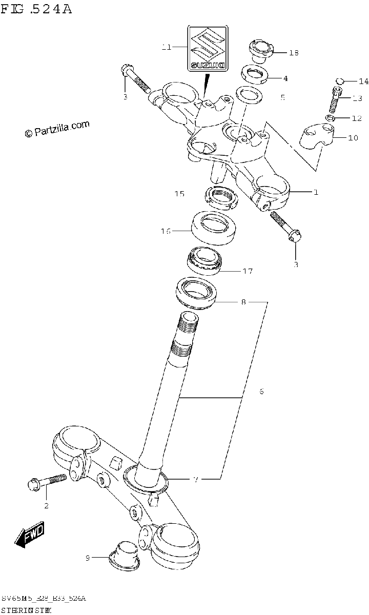 Diagrama de STEERING STEM SV650A