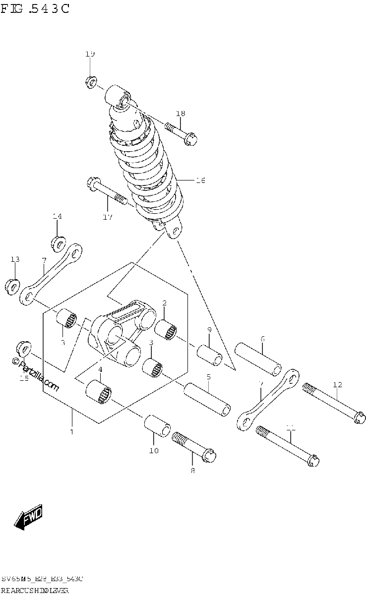 Diagrama de REAR CUSHION LEVER SV650A