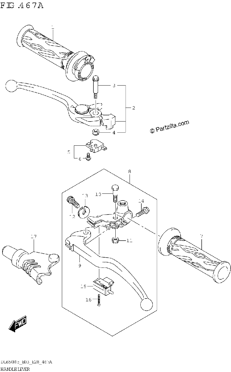 Diagrama de HANDLE LEVER DL650A