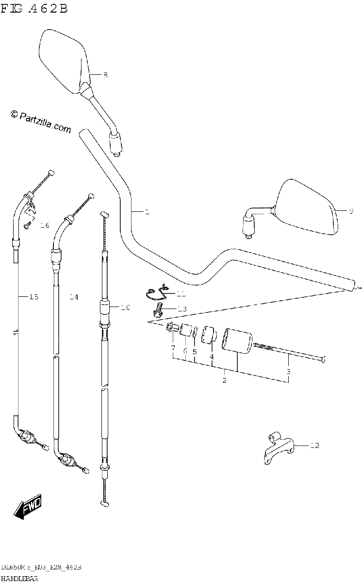 Diagrama de HANDLEBAR DL650XA