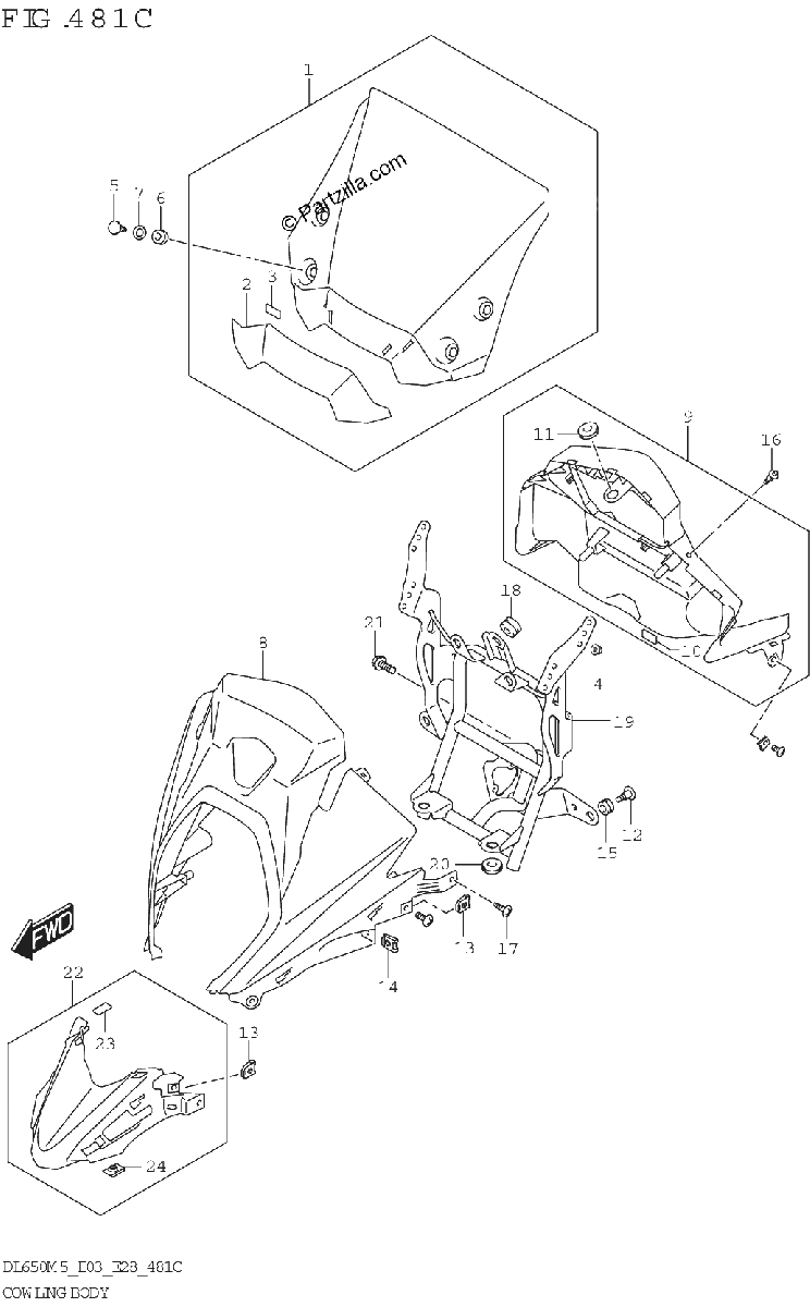 Diagrama de COWLING BODY DL650A
