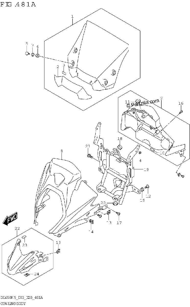 Diagrama de COWLING BODY DL650XA