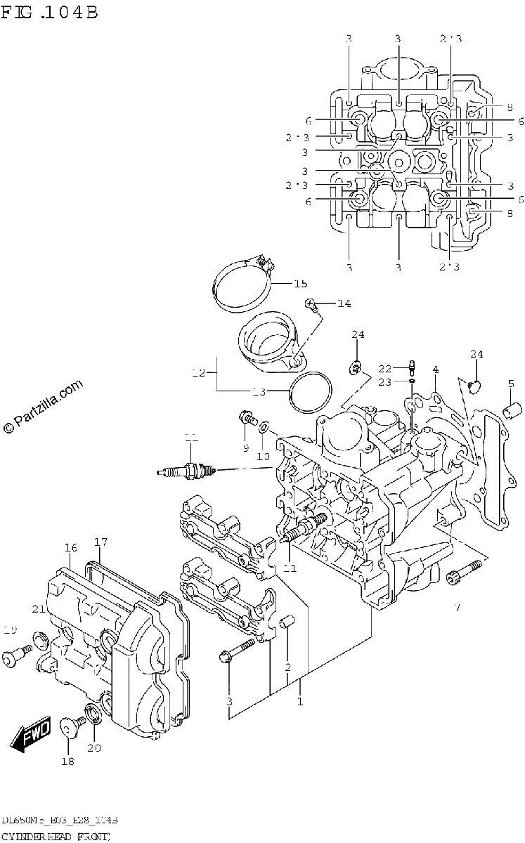 Diagrama de CYLINDER HEAD FRONT