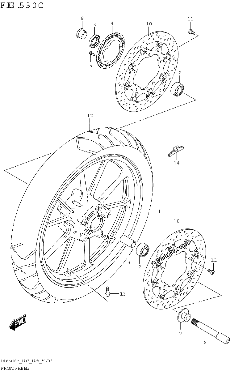 Diagrama de FRONT WHEEL DL650A