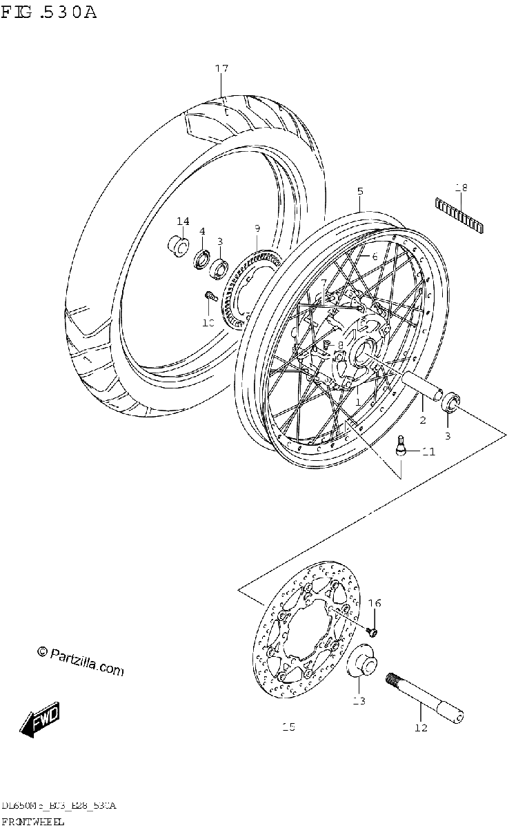 Diagrama de FRONT WHEEL DL650XA