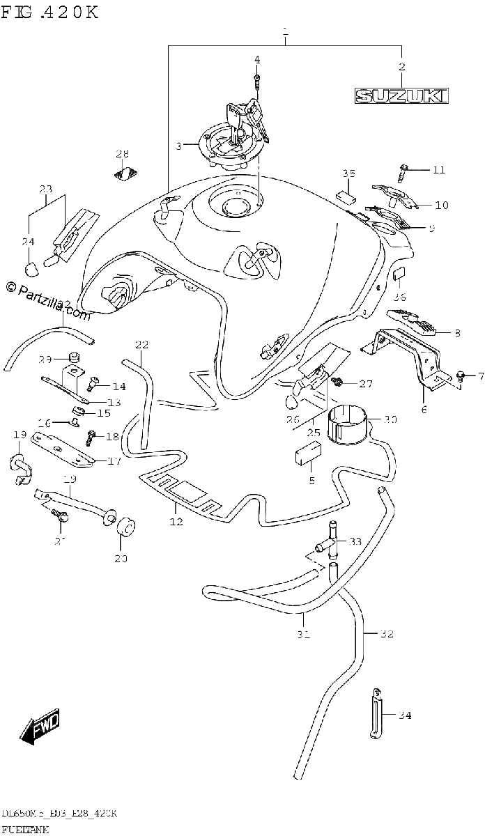 Diagrama de FUEL TANK DL650A E33